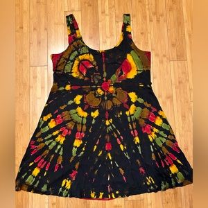Tie dye Rasta handmade OOAK dress (falls just above knee).  XXL Old Navy, soft.